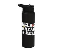 Retro Groovy Relax Mayah is Here Funny Mother's Day Name Stainless Steel Insulated Water Bottle