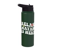 Retro Groovy Relax Mayah is Here Funny Mother's Day Name Stainless Steel Insulated Water Bottle