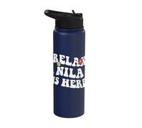 Retro Groovy Relax NILA is Here Funny Mother's Day Name Stainless Steel Insulated Water Bottle