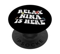 Retro Groovy Relax Nina Is Here Funny Mother's Day Name PopSockets Adhesive PopGrip