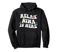 Retro Groovy Relax Nina Is Here Funny Mother's Day Name Pullover Hoodie