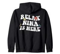 Retro Groovy Relax Nina Is Here Funny Mother's Day Name Zip Hoodie