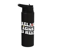 Retro Groovy Relax Reign is Here Funny Mother's Day Name Stainless Steel Insulated Water Bottle