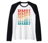 Retro Groovy Sparky Electrician Lightning 70s Vintage Funny Raglan Baseball Tee