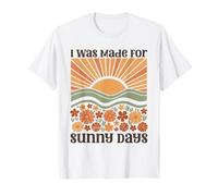 Retro Groovy Sunrise with Floral I Was Made for Sunny Days T-Shirt