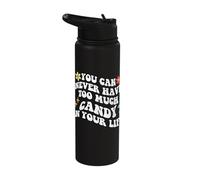 Retro Groovy You Can Never Have Too Much Candy in Your Life Stainless Steel Insulated Water Bottle