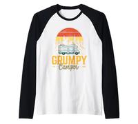 Retro Grumpy Camper Vintage Traveler Traveling Camping Raglan Baseball Tee