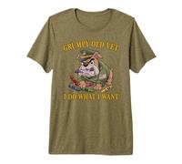 Retro Grumpy Old Vet DO What Want Eat Crayons Dad BOD Proud Premium T-Shirt