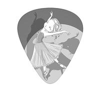 Retro Guitar Picks 12 Pack Universal ABS Guitar Picks,Greyscale Style Hand Drawn Illustration of Dancing Girl with Shadow,for Acoustic and Electric Guitar,Pale Grey and Grey