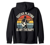 Retro Guitar Playing Is My Therapy Music Zip Hoodie
