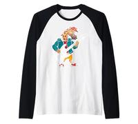 Retro Guitar Rock Music of Cute Giraffe Raglan Baseball Tee