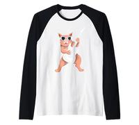 Retro Guitar Rock Music of Cute Pig Raglan Baseball Tee