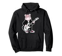 Retro Guitar Rock Music of Cute Rhino Pullover Hoodie