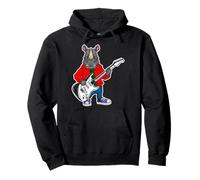 Retro Guitar Rock Music of Cute Rhino Pullover Hoodie