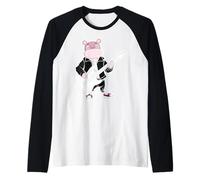 Retro Guitar Rock Music of Cute Rhino Raglan Baseball Tee