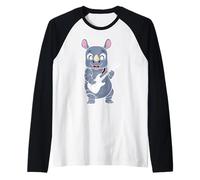 Retro Guitar Rock Music of Cute Rhino Raglan Baseball Tee