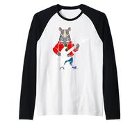 Retro Guitar Rock Music of Cute Rhino Raglan Baseball Tee
