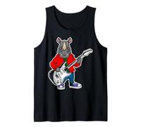 Retro Guitar Rock Music of Cute Rhino Tank Top