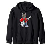 Retro Guitar Rock Music of Cute Rhino Zip Hoodie