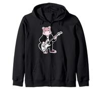 Retro Guitar Rock Music of Cute Rhino Zip Hoodie