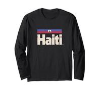 Retro Haiti Flag Haitian Caribbean Ayiti Long Sleeve T-Shirt