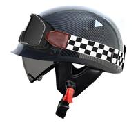 Retro Half Face Motorbike Helmet Open-Face Motorcycle Helmets DOTECE Certified with Scalable Visor and Goggles for Adults Men Women for Adults Men Women Four Seasons C,L:59-60CM