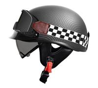 Retro Half Face Motorbike Helmet Open-Face Motorcycle Helmets DOTECE Certified with Scalable Visor and Goggles for Adults Men Women for Adults Men Women Four Seasons I,XL:61-62CM