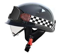 Retro Half Face Motorbike Helmet Open-Face Motorcycle Helmets DOTECE Certified with Scalable Visor and Goggles for Adults Men Women for Adults Men Women Four Seasons B,XXL:63-64CM