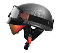 Retro Half Face Motorbike Helmet Open-Face Motorcycle Helmets DOTECE Certified with Scalable Visor and Goggles for Adults Men Women for Adults Men Women Four Seasons O,L:59-60CM