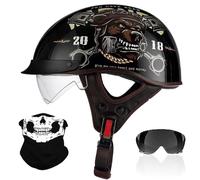 Retro Half Helmet, Adult Men Women German Style Open-Face Helmet, Personality Harley Motorcycle Helmets, ECE/DOT Certified, for Scooter Moped Cruiser Chopper Motorbike(H2,L/59-60cm)