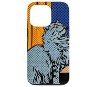 Retro Halftone Longhair Feline Pop Art Graphic Design Case for iPhone 13 Pro