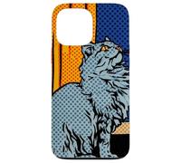 Retro Halftone Longhair Feline Pop Art Graphic Design Case for iPhone 13 Pro Max