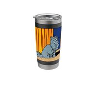 Retro Halftone Longhair Feline Pop Art Graphic Design Stainless Steel Insulated Tumbler