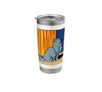Retro Halftone Longhair Feline Pop Art Graphic Design Stainless Steel Insulated Tumbler