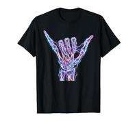 Retro Halloween Bootleg Skeleton Hand Shaka Hang Lose Value Graphic T-Shirt, Men, Black, XL