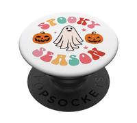 Retro Halloween Cute Ghost Spooky Season Funny PopSockets Adhesive PopGrip