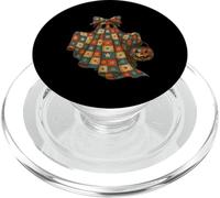 Retro Halloween Ghost With Bow Vintage Jack O Lantern PopSockets PopGrip for MagSafe