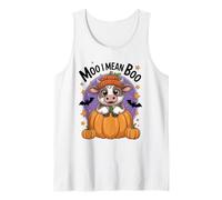 Retro Halloween Highland Cow Moo I Mean Boo Funny Fall Tank Top