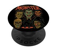 Retro Halloween Monsters Video Game Mummy Cat Werewolf PopSockets Adhesive PopGrip
