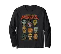 Retro Halloween Monsters Video Game Vampire Witch Pumpkin Long Sleeve T-Shirt