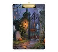 Retro Halloween White Castle Acrylic Over The Bed clipboard Standard Letter A4 Size Acrylic Cute for Volleyball Baseball Coaches Gold 12x9in Tablas para escribir