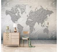 Retro Hand Drawn Abstract World Map Pattern 3D Wallpaper Easy Install Feature Office Living Room Sofa Bedroom TV Background Wall Decoration-430cm×300cm