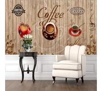 Retro Hand Drawn Art Coffee Wood Grain Lines 3D Wallpaper Premium Textured Silk Study Dining Living Room Bedroom Sofa TV Wall Easy Install-250cm×170cm