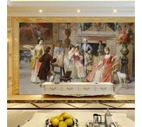 Retro Hand Drawn People Flowers Animals Dogs 3D Wallpaper Premium Textured Silk Study Dining Living Room Bedroom Sofa TV Wall Easy Install-200cm×140cm
