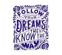 Retro Hand Drawn Typography Quotes Follow Your Dreams They Know The Way Vinyl Wall Decals 52x67cm Personalized Customization DarkBlue