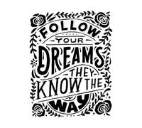 Retro Hand Drawn Typography Quotes Follow Your Dreams They Know The Way Vinyl Wall Decals 52x67cm Tattoo Culture Black