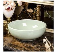 Retro Hand Engraved Ceramic Bathroom Vessel Sink - Artistic Round Porcelain Countertop Basin - Stylish Above Counter Wash Bowl for Luxury Bathrooms