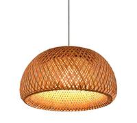 Retro Hand Made Rattan Bedroom Light Fixture,Japanese-Style Art Deco Chandelier,Bamboo Patio Light Fixture,Adjustable Height Pendant Light Home Decor Design Yearn for (38x20cm)