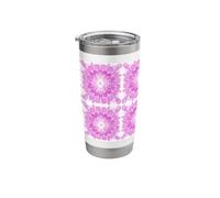 Retro Hand Painted Floral Tile in Hot Pink Stainless Steel Insulated Tumbler