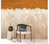 Retro Hand Painted Plants Reed Flying Bird 3D Wallpaper Luxury Home Dining Decor Paste Sofa Living Room The Wall for Bedroom Mural-250cm×170cm